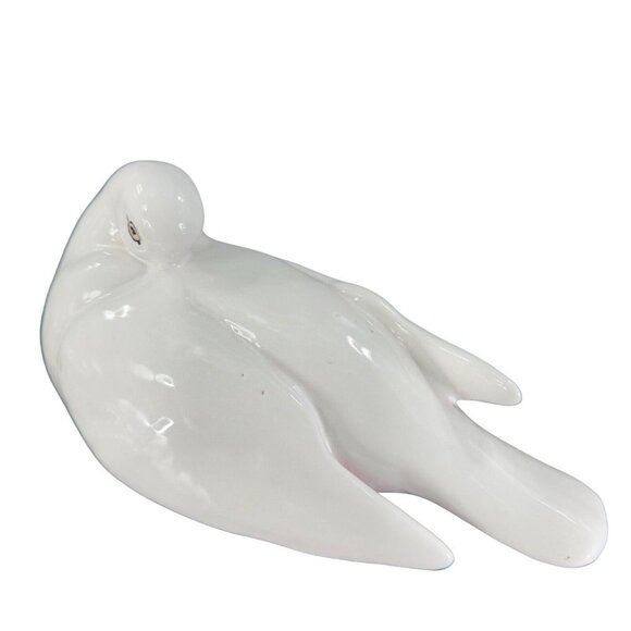 Italian Art Pottery Ruffled Fluffy Dove Large Hand Painted Pigeon Bird Marked - Picture 2 of 16